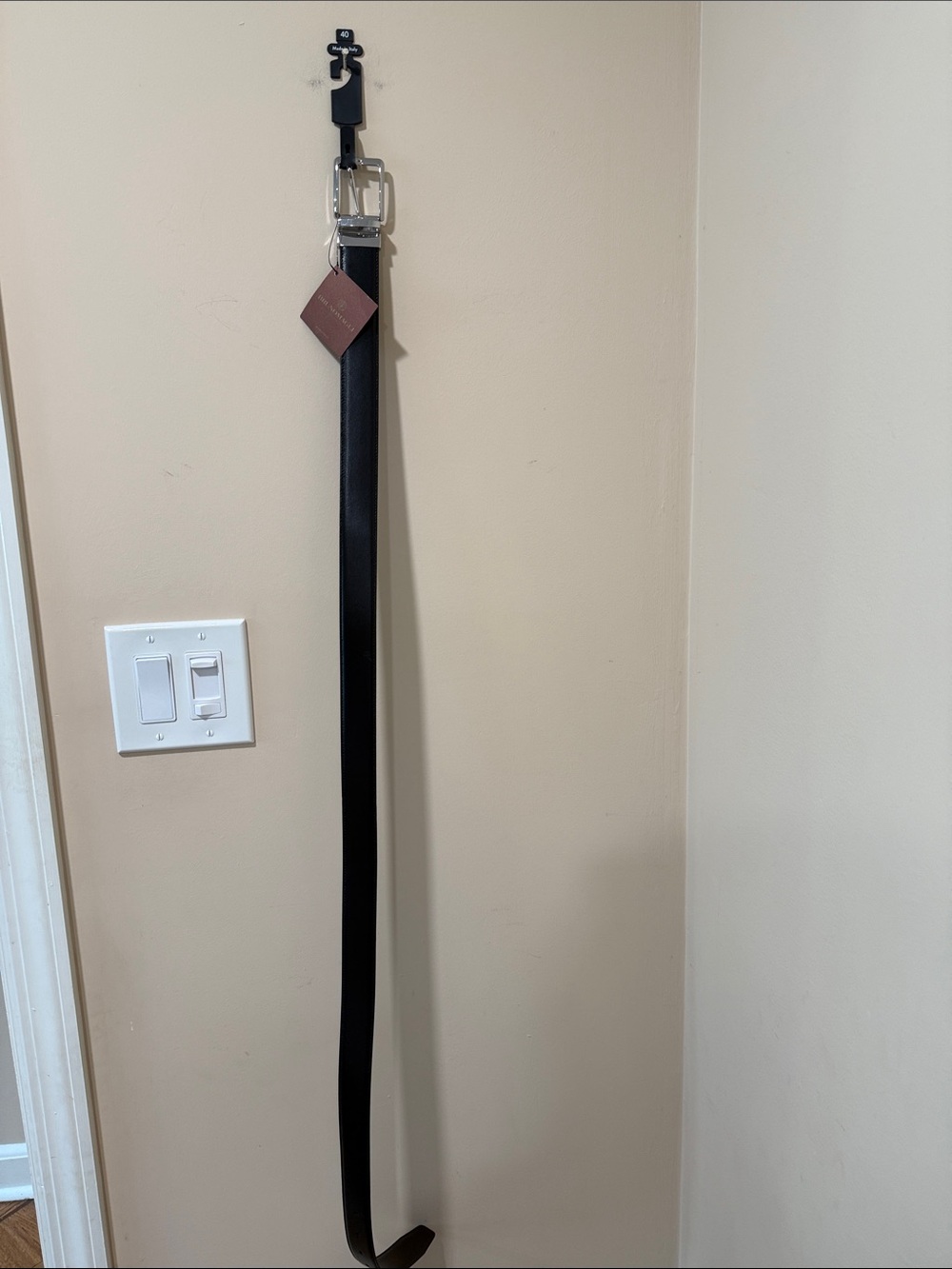 Black and Brown Reversible Leather Home Accent Belt with Silver Buckle size 40